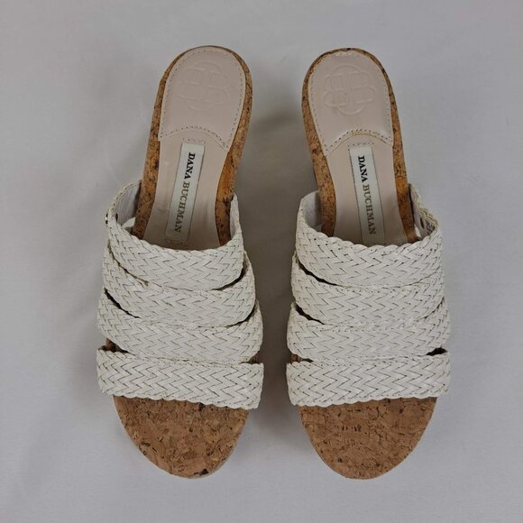 Dana Buchman Size 6M Billy Sandals White Woven Straps Cork Lined Insole NWOT - Picture 9 of 15